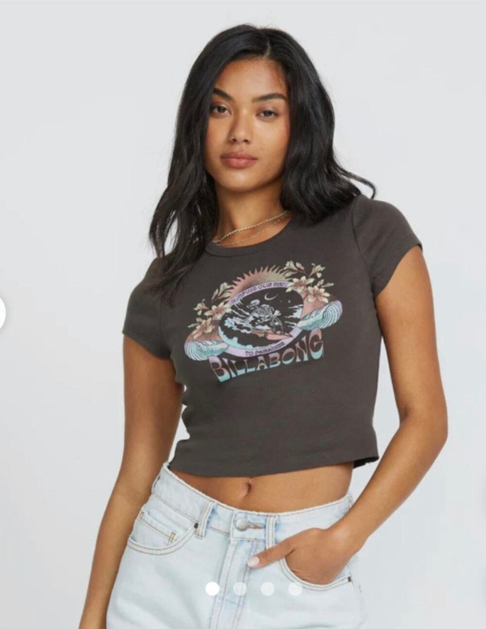 Billabong “Surfing Our Way To Paradise” crop top Size Small